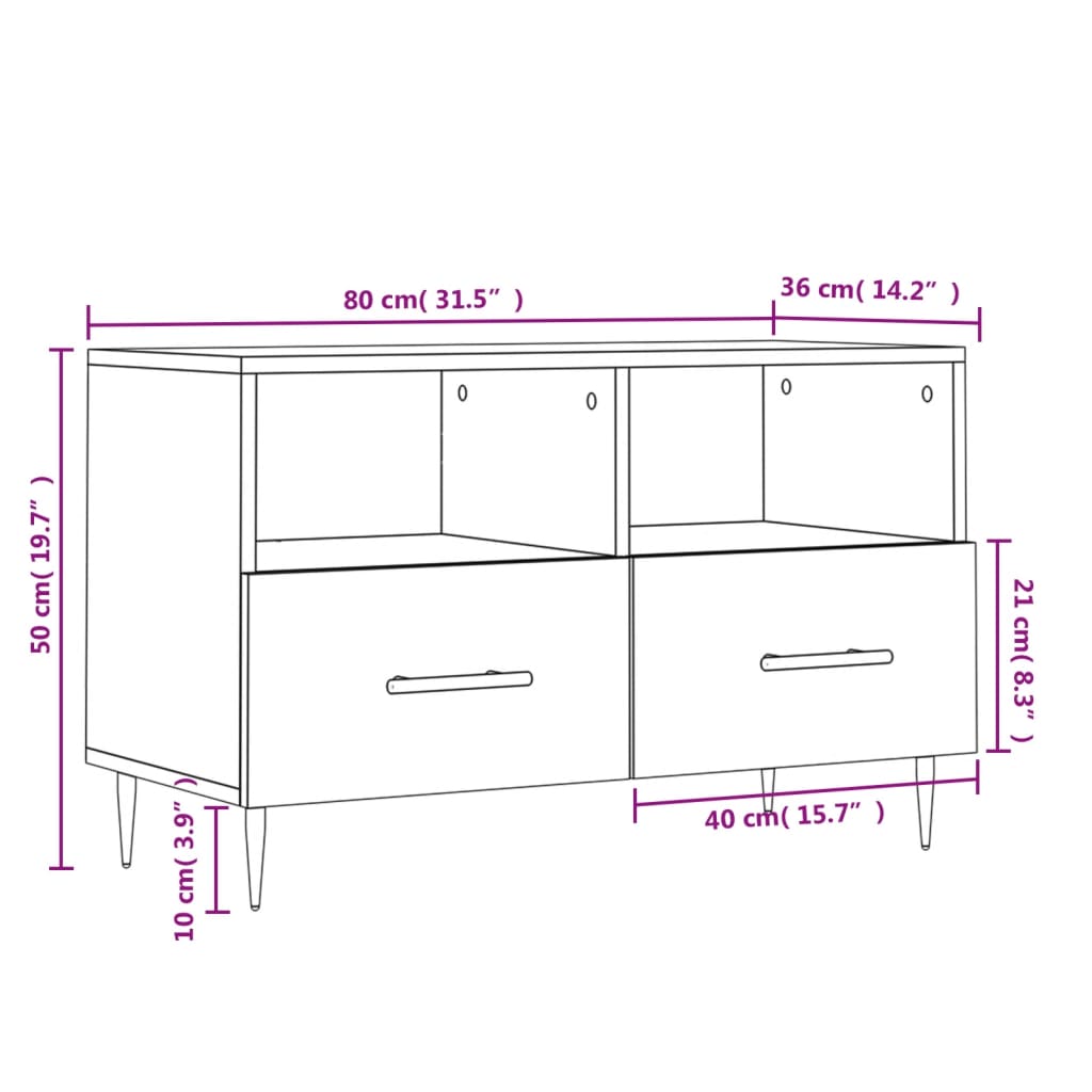 vidaXL TV skříňka bílá 80 x 36 x 50 cm kompozitní dřevo