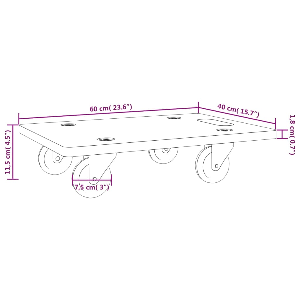 vidaXL Přepravní vozíky 2 ks obdélníkové 60 x 40 x 11,5 cm 250 kg