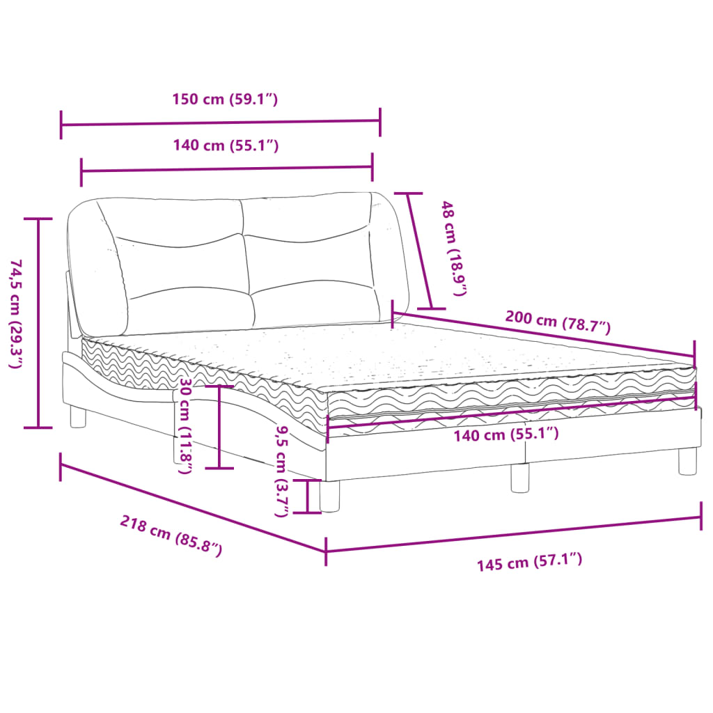 vidaXL Postel s matrací hnědá 140 x 200 cm umělá kůže