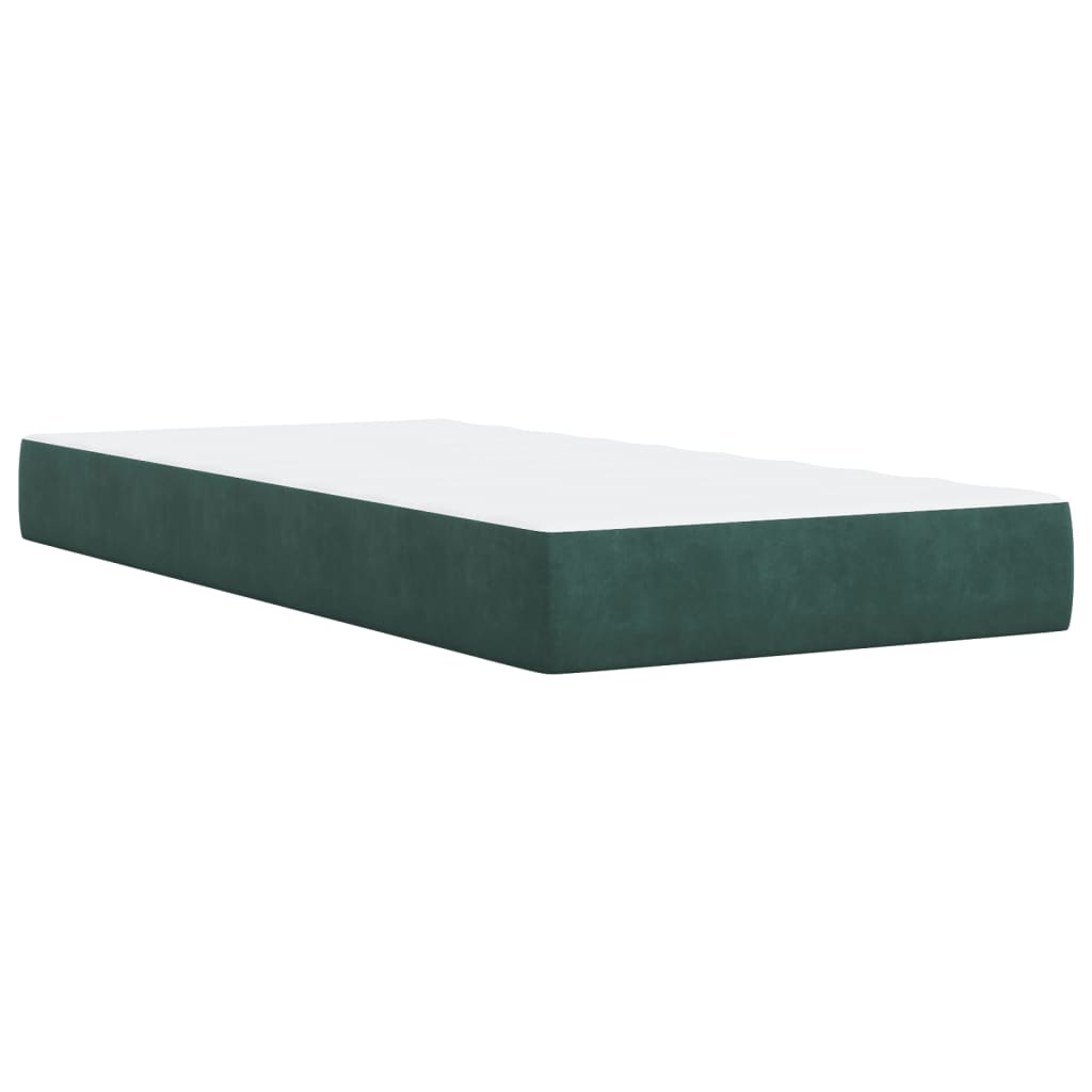 vidaXL Box spring postel s matrací tmavě zelená 100x200 cm samet