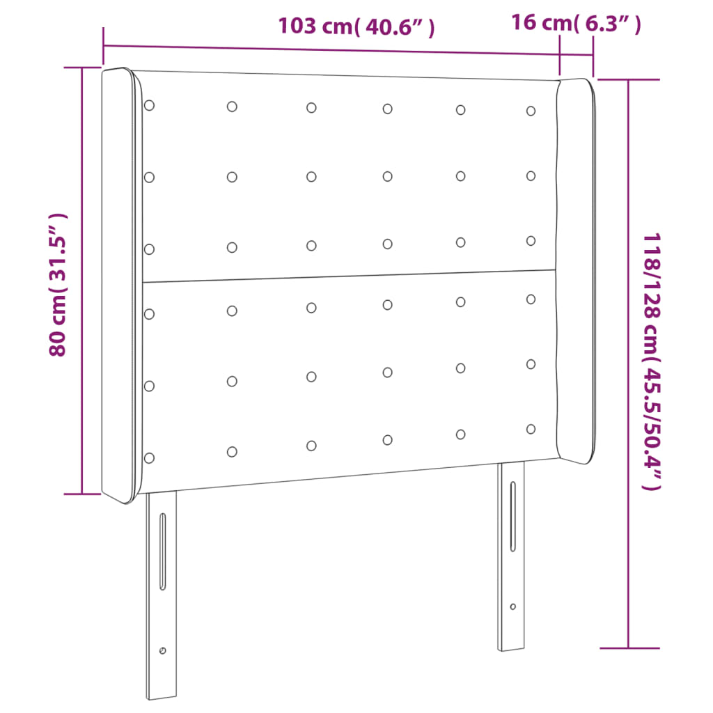 vidaXL Čelo postele s LED černé 103 x 16 x 118/128 cm umělá kůže