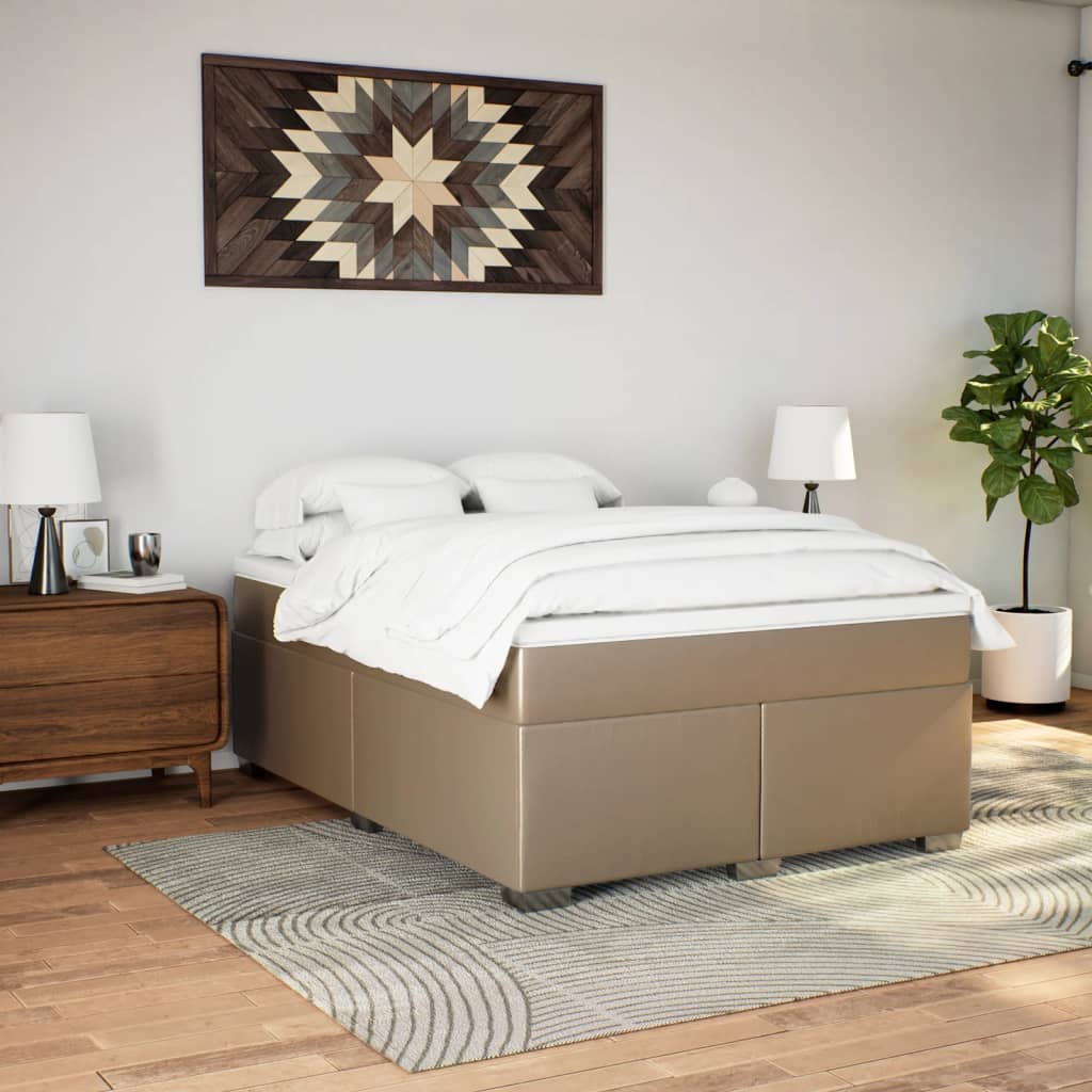 vidaXL Box spring postel s matrací cappuccino 140x200 cm umělá kůže