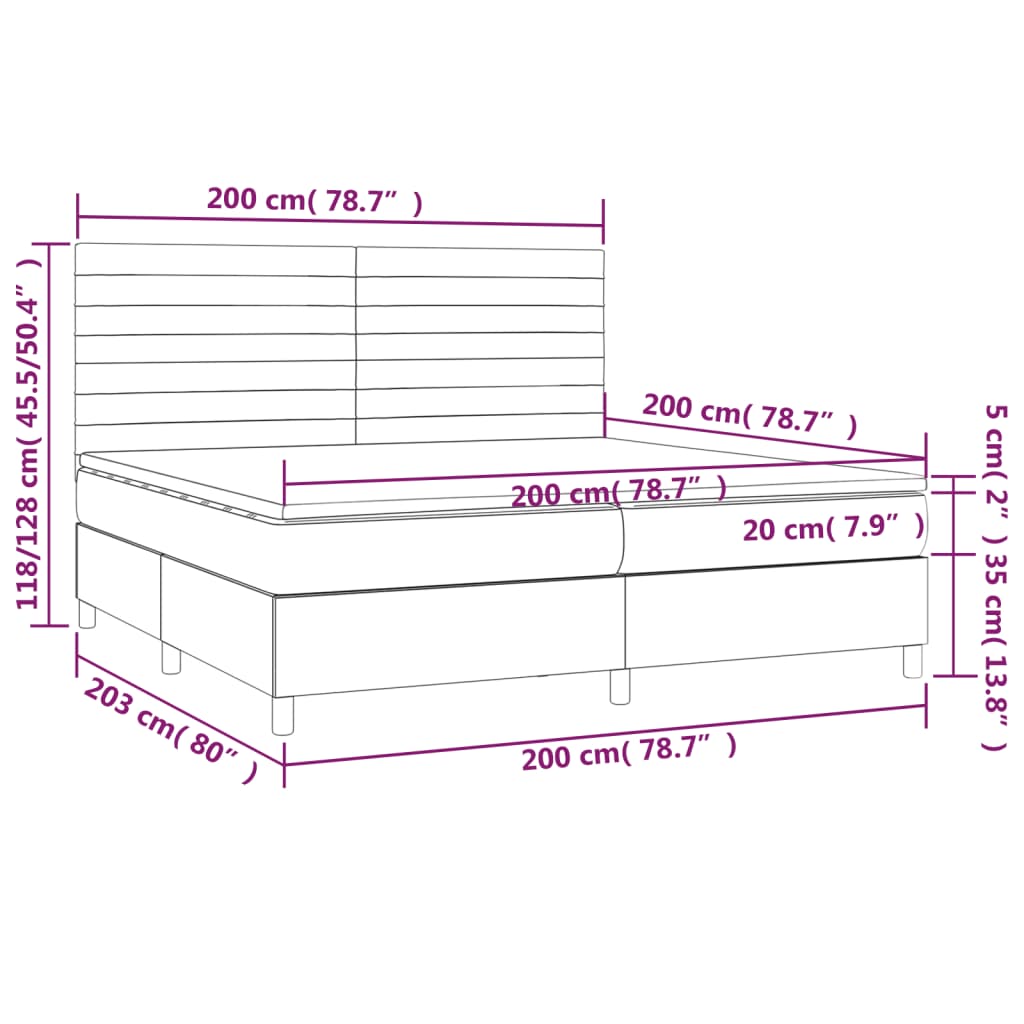 vidaXL Box spring postel s matrací světle šedá 200 x 200 cm textil