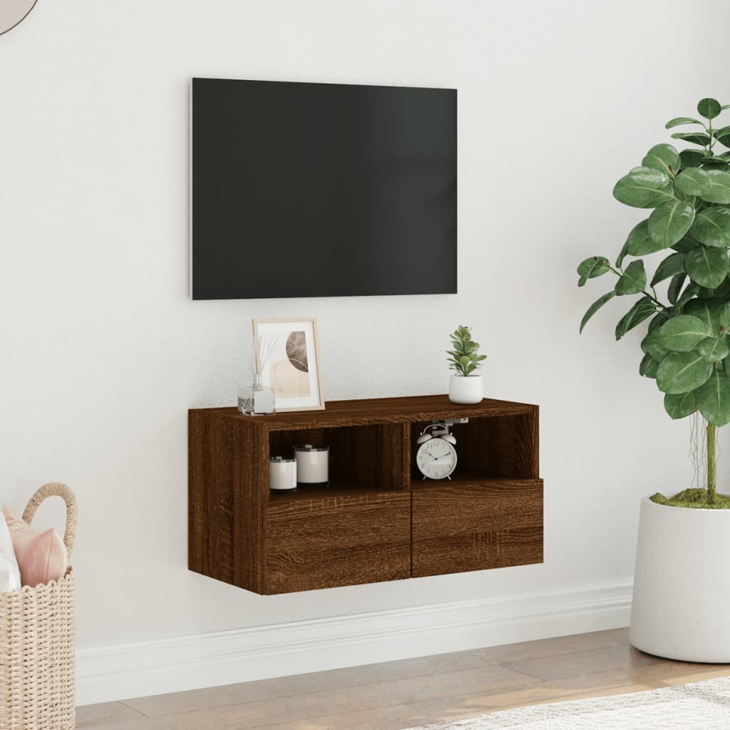 vidaXL Nástěnná TV skříňka hnědý dub 60 x 30 x 30 cm kompozitní dřevo