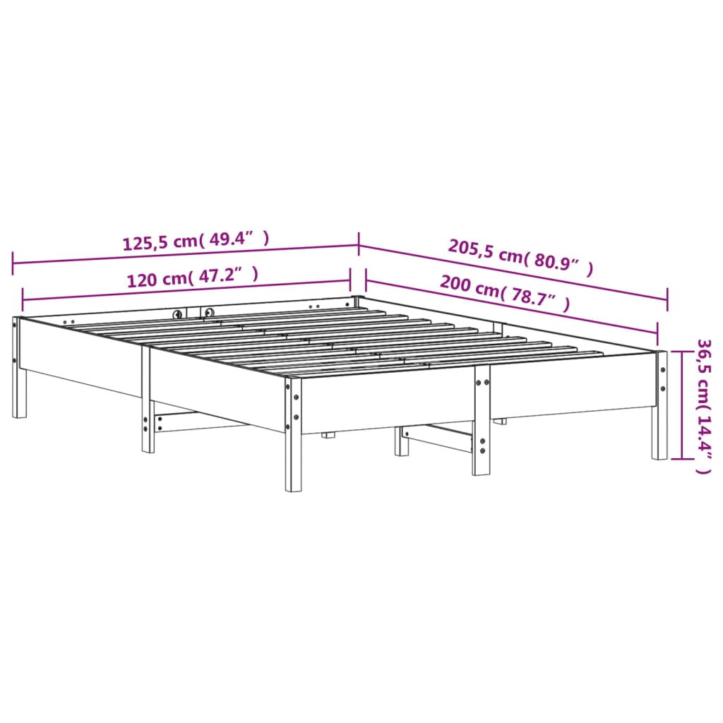 vidaXL Postel bez matrace bílá 120 x 200 cm masivní borovice