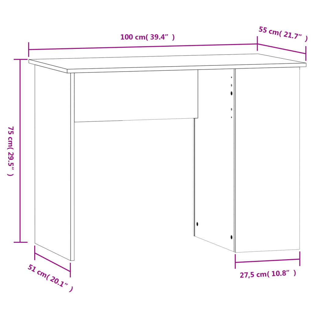 vidaXL Psací stůl šedý sonoma 100 x 55 x 75 cm kompozitní dřevo