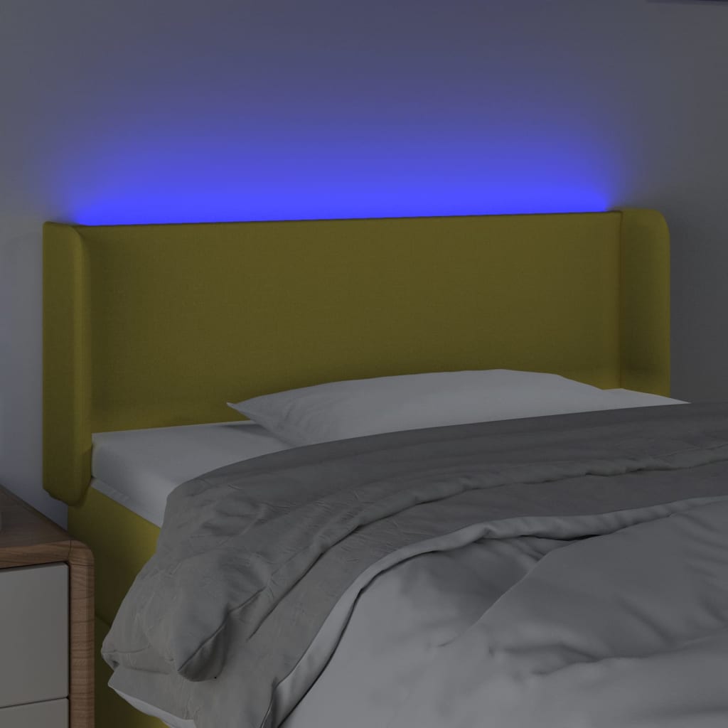 vidaXL Čelo postele s LED zelené 103 x 16 x 78/88 cm textil