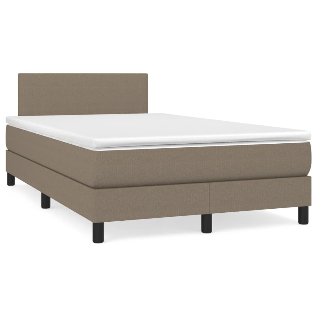 vidaXL Box spring postel s matrací a LED taupe 120x190 cm textil