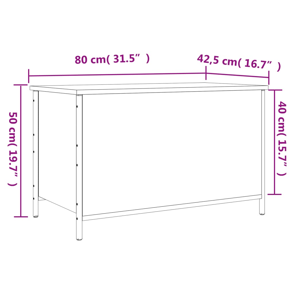 vidaXL Úložná lavice kouřový dub 80 x 42,5 x 50 cm kompozitní dřevo