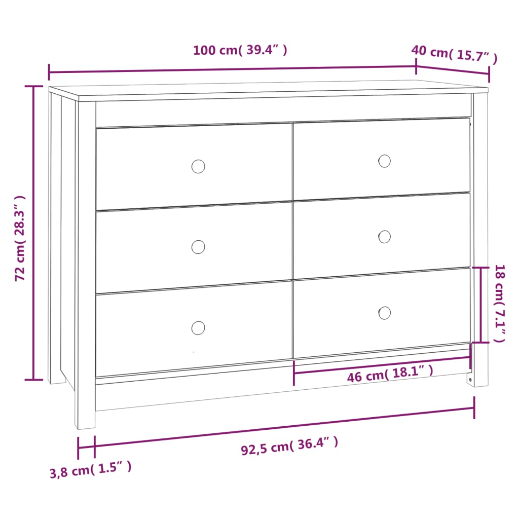 vidaXL Odkládací skříňka 100x40x72 cm masivní borové dřevo