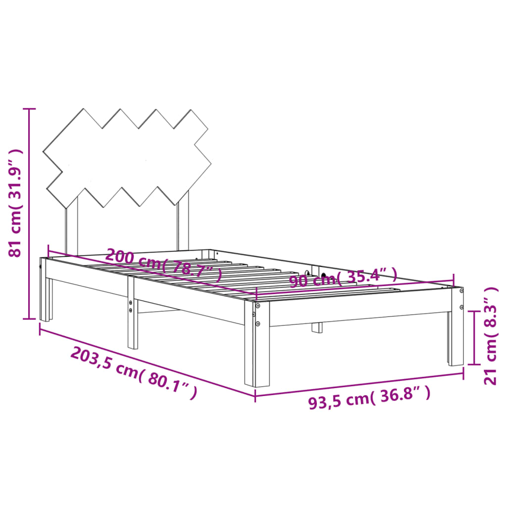 vidaXL Postel bez matrace bílá 90 x 200 cm masivní borovice