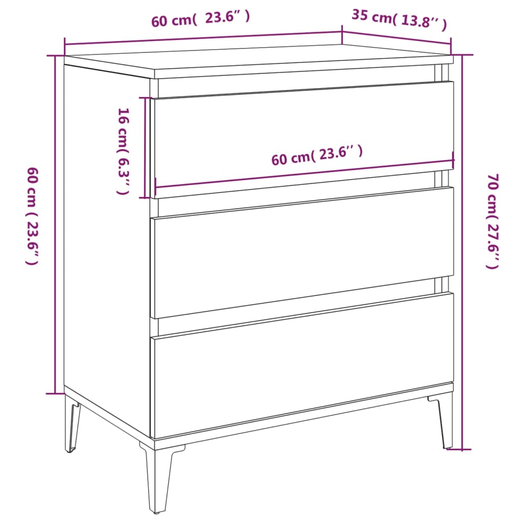 vidaXL Příborník kouřový dub 60 x 35 x 70 cm kompozitní dřevo