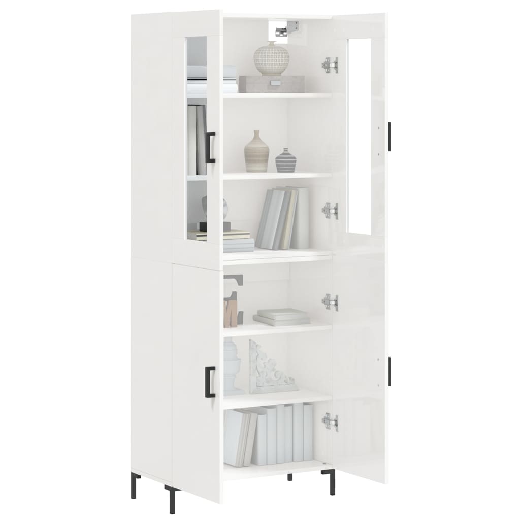 vidaXL Skříň highboard lesklá bílá 69,5 x 34 x 180 cm kompozitní dřevo