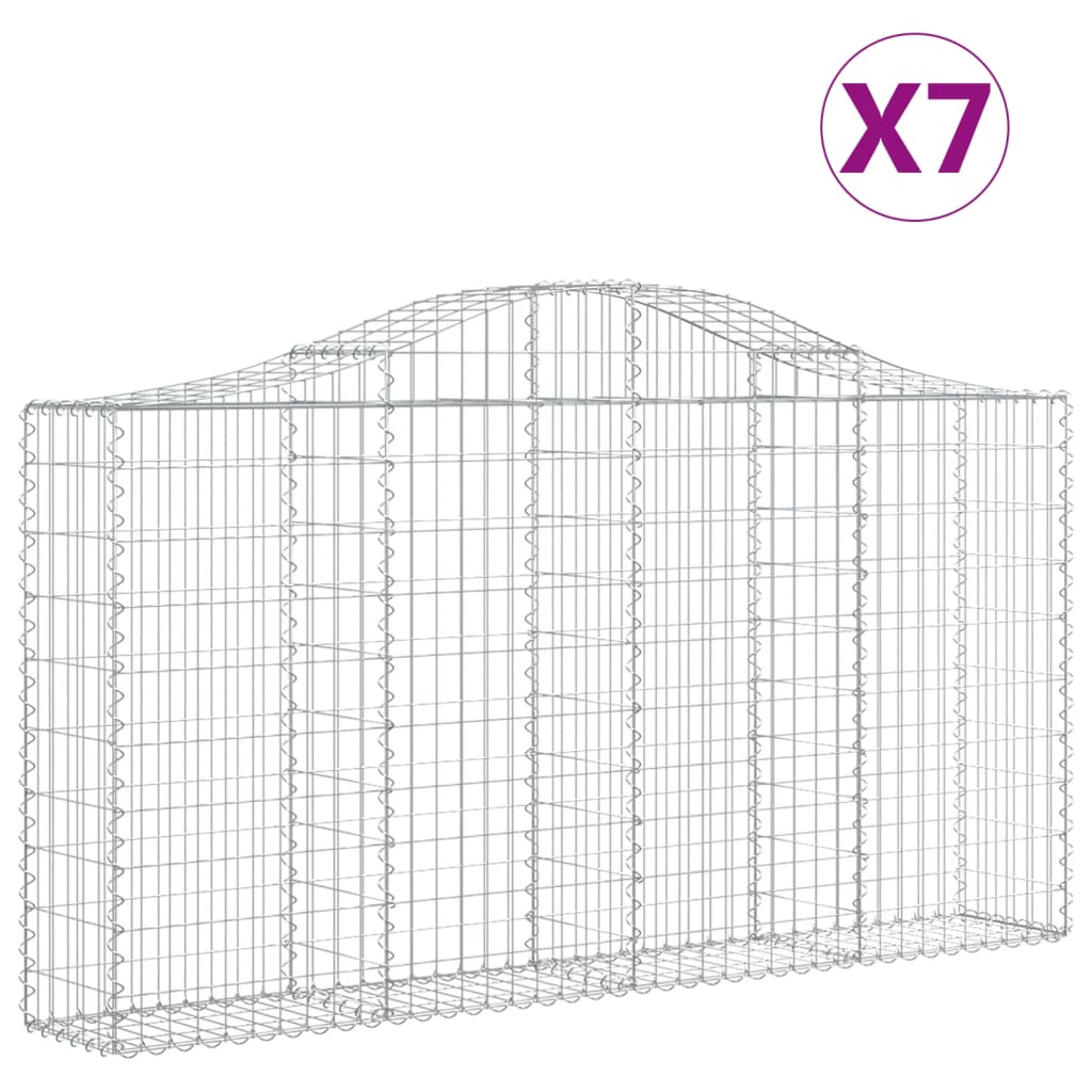 vidaXL Klenuté gabionové koše 7 ks 200x30x100/120cm pozinkované železo