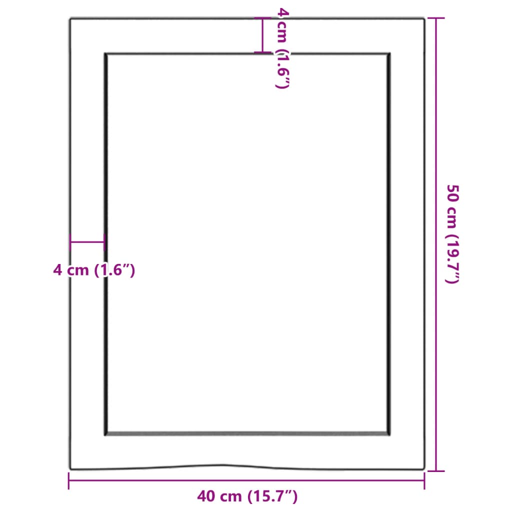 vidaXL Koupelnová deska hnědá 40x50x(2-6) cm ošetřený masivní dřevo