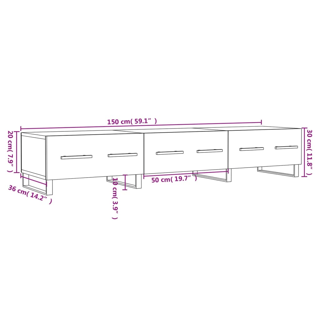 vidaXL TV skříňka dub sonoma 150 x 36 x 30 cm kompozitní dřevo