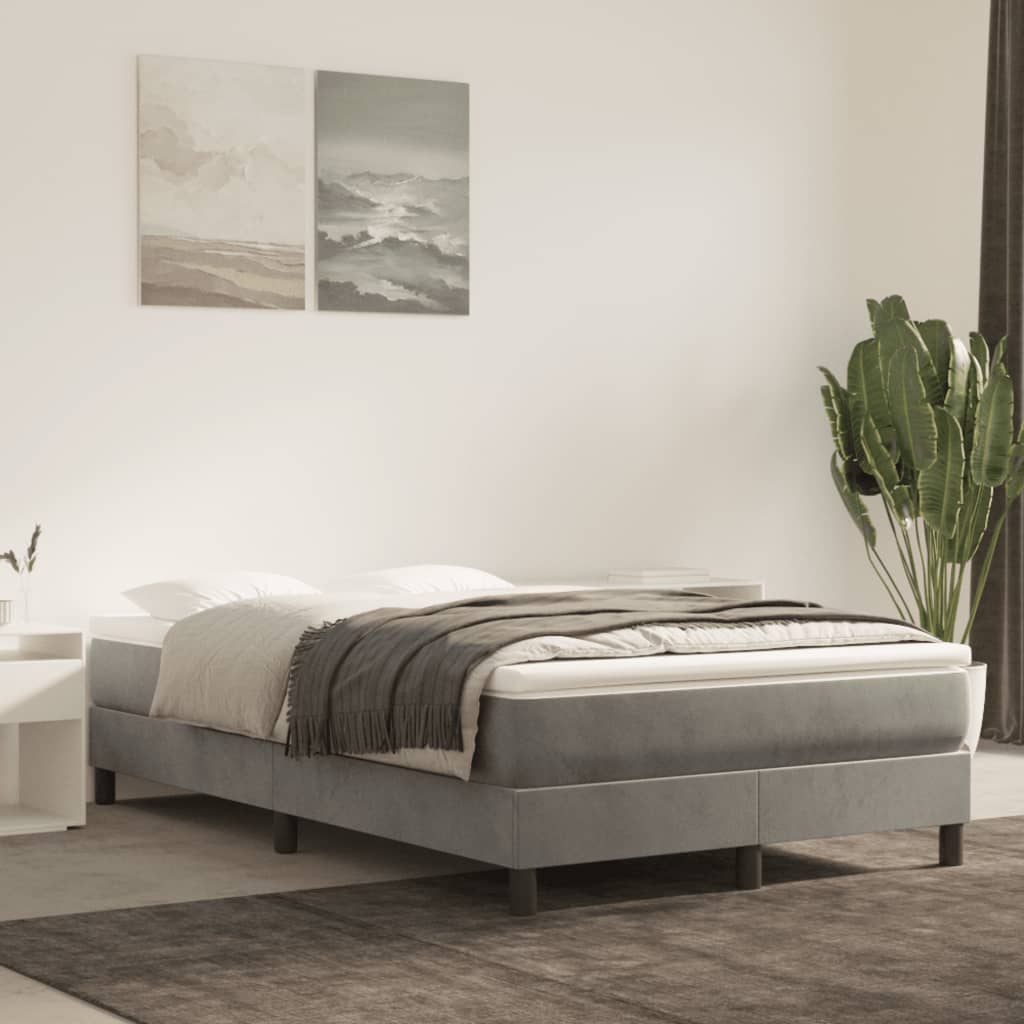 vidaXL Box spring postel s matrací světle šedá 120x190 cm samet