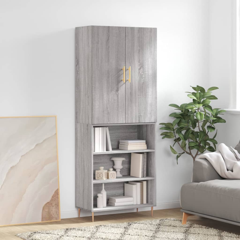 vidaXL Skříň highboard šedá sonoma 69,5 x 34 x 180 cm kompozitní dřevo