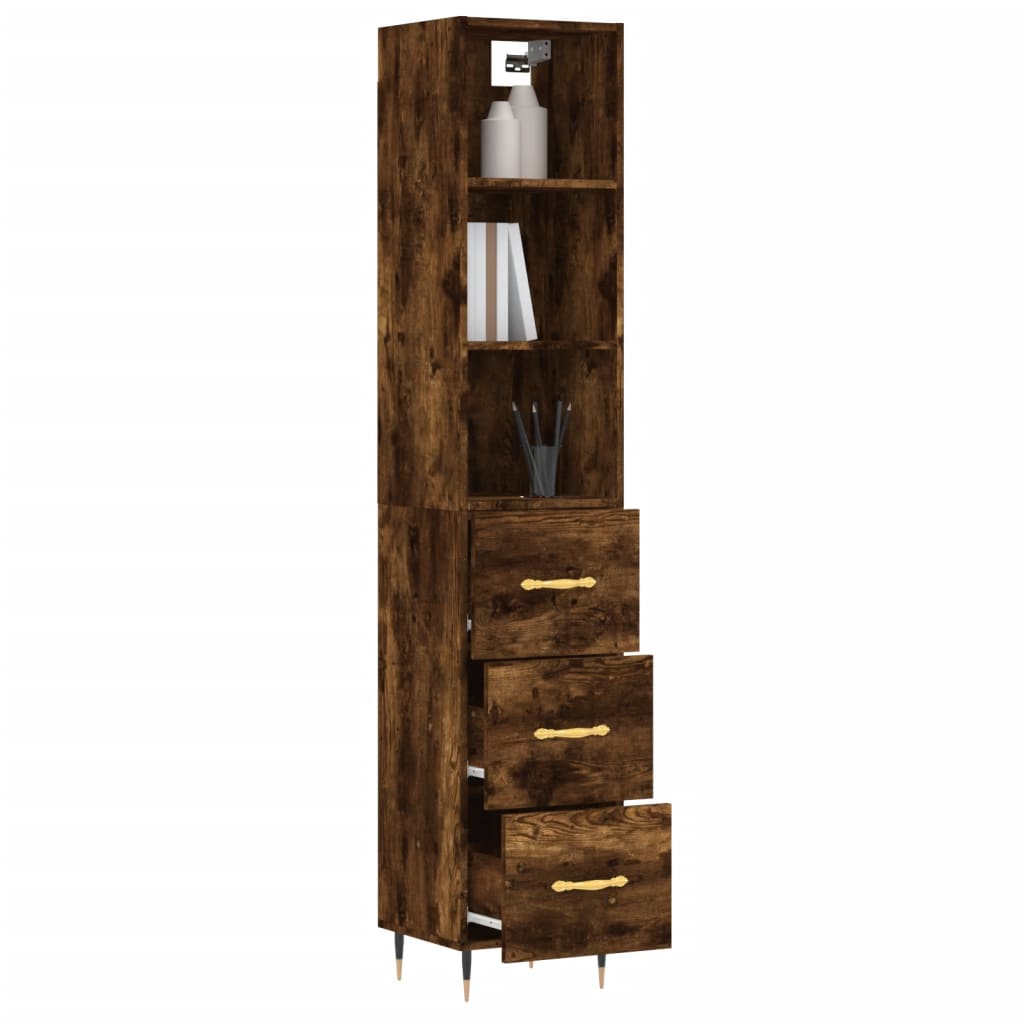 vidaXL Skříň highboard kouřový dub 34,5 x 34 x 180 cm kompozitní dřevo