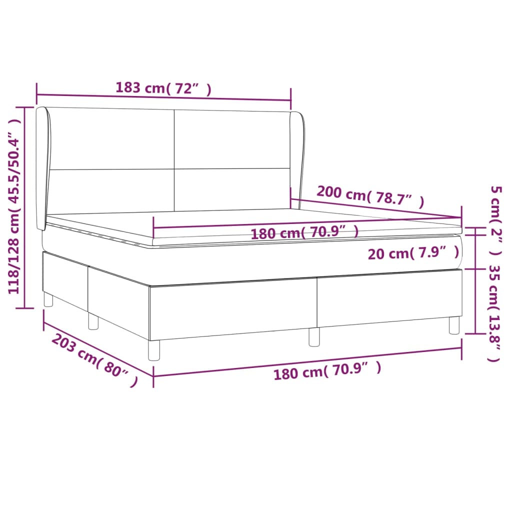 vidaXL Box spring postel s matrací cappuccino 180 x 200 cm umělá kůže