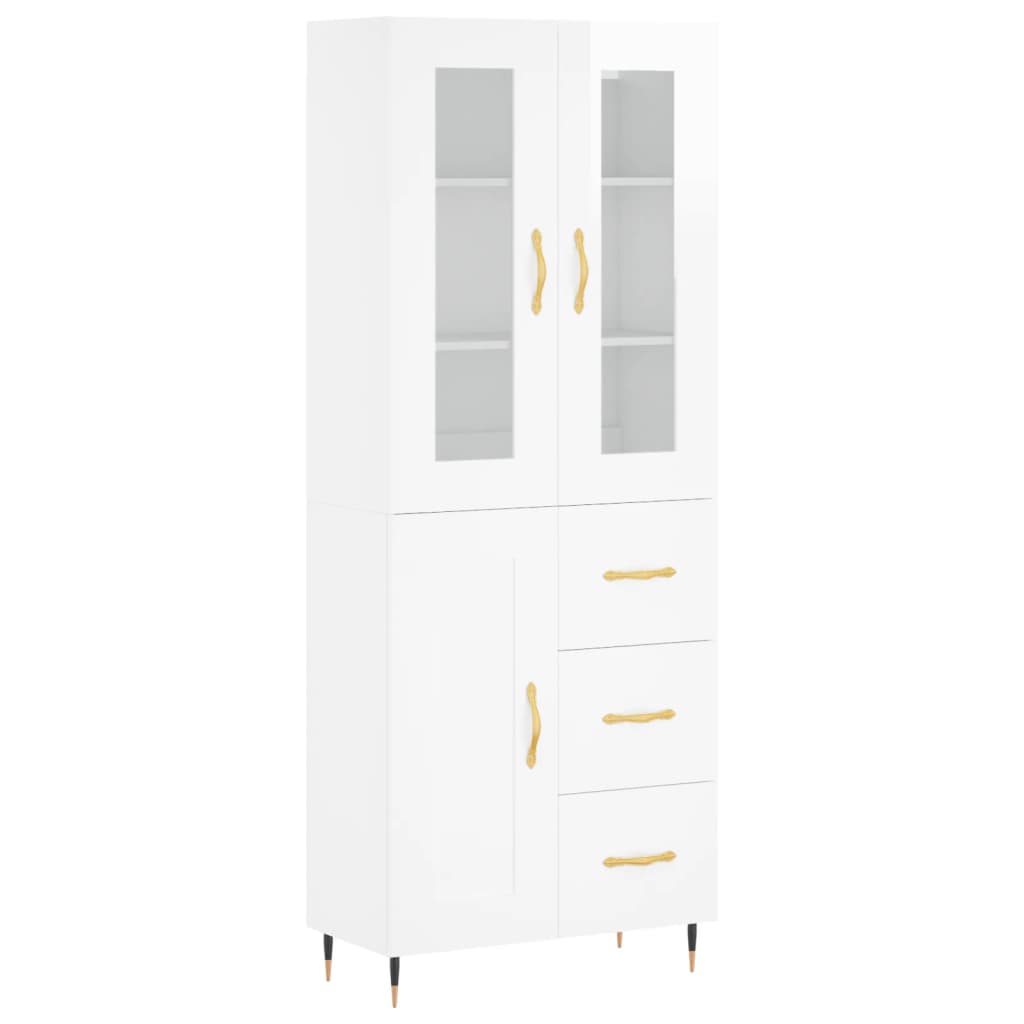 vidaXL Skříň highboard lesklá bílá 69,5 x 34 x 180 cm kompozitní dřevo