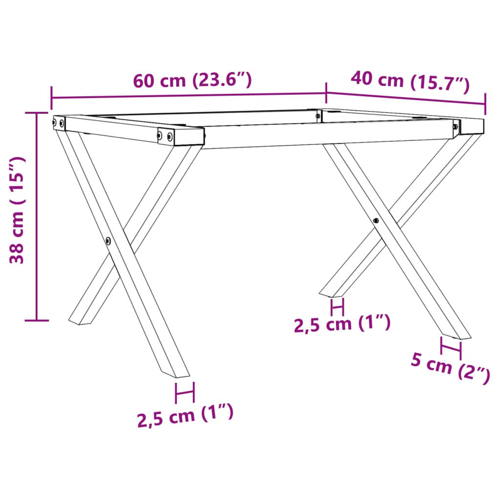 vidaXL Nohy ke konferenčnímu stolu X rám 60 x 40 x 38 cm litina