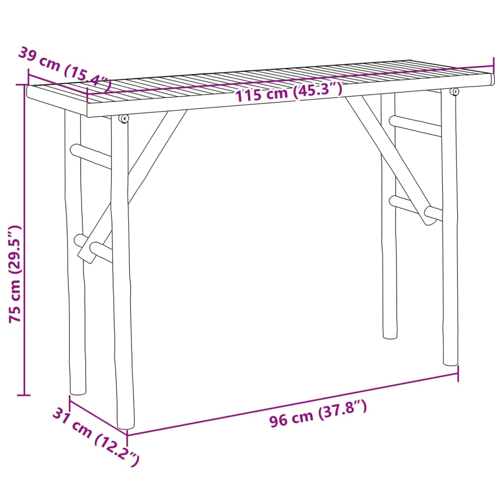 vidaXL Konzolový stolek 115 x 39 x 75 cm bambus