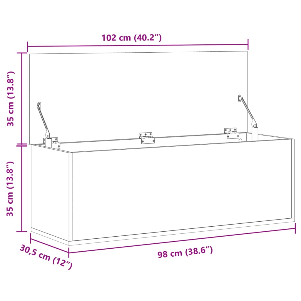 vidaXL Úložný box šedý sonoma 102 x 35 x 35 cm kompozitní dřevo