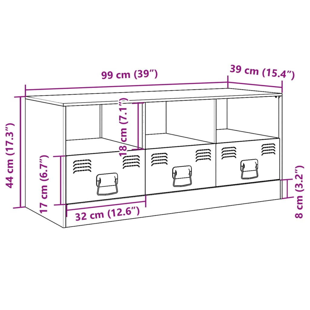 vidaXL TV skříňka antracitová 99 x 39 x 44 cm ocel