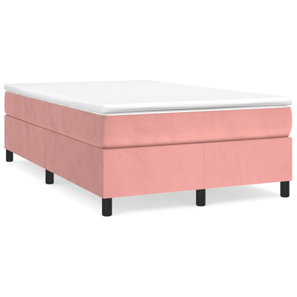vidaXL Box spring postel s matrací růžová 120x190 cm samet