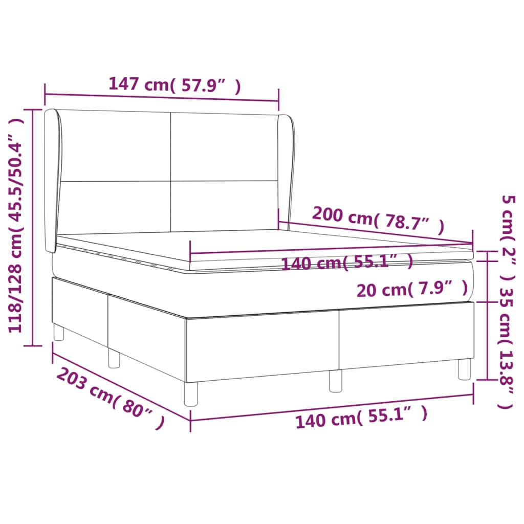 vidaXL Box spring postel s matrací světle šedá 140x200 cm samet