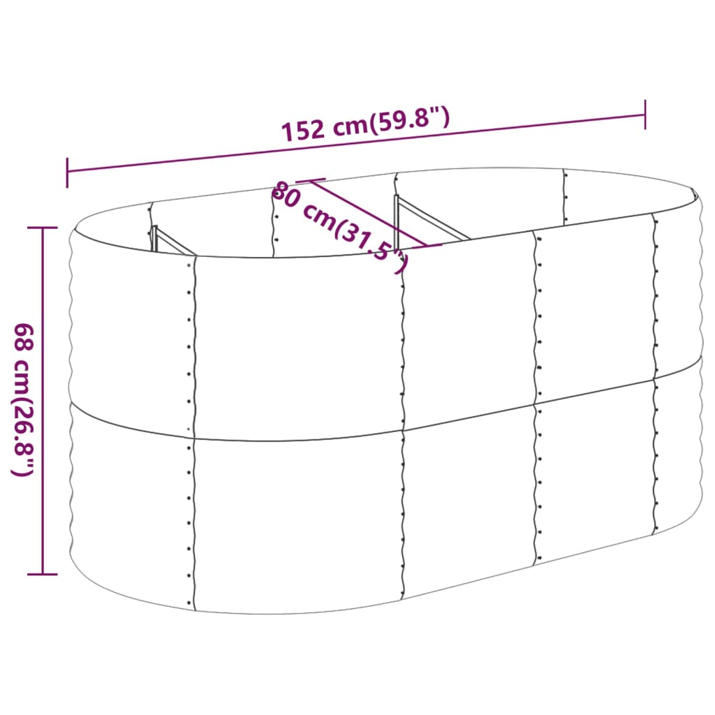 vidaXL Vyvýšený záhon práškově lakovaná ocel 152x80x68 cm antracitový