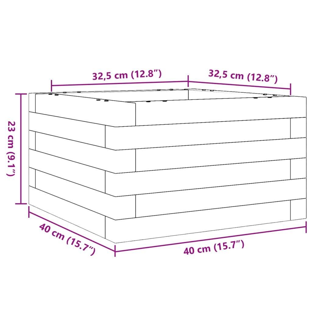 vidaXL Zahradní truhlík 40 x 40 x 23 cm impregnované borové dřevo