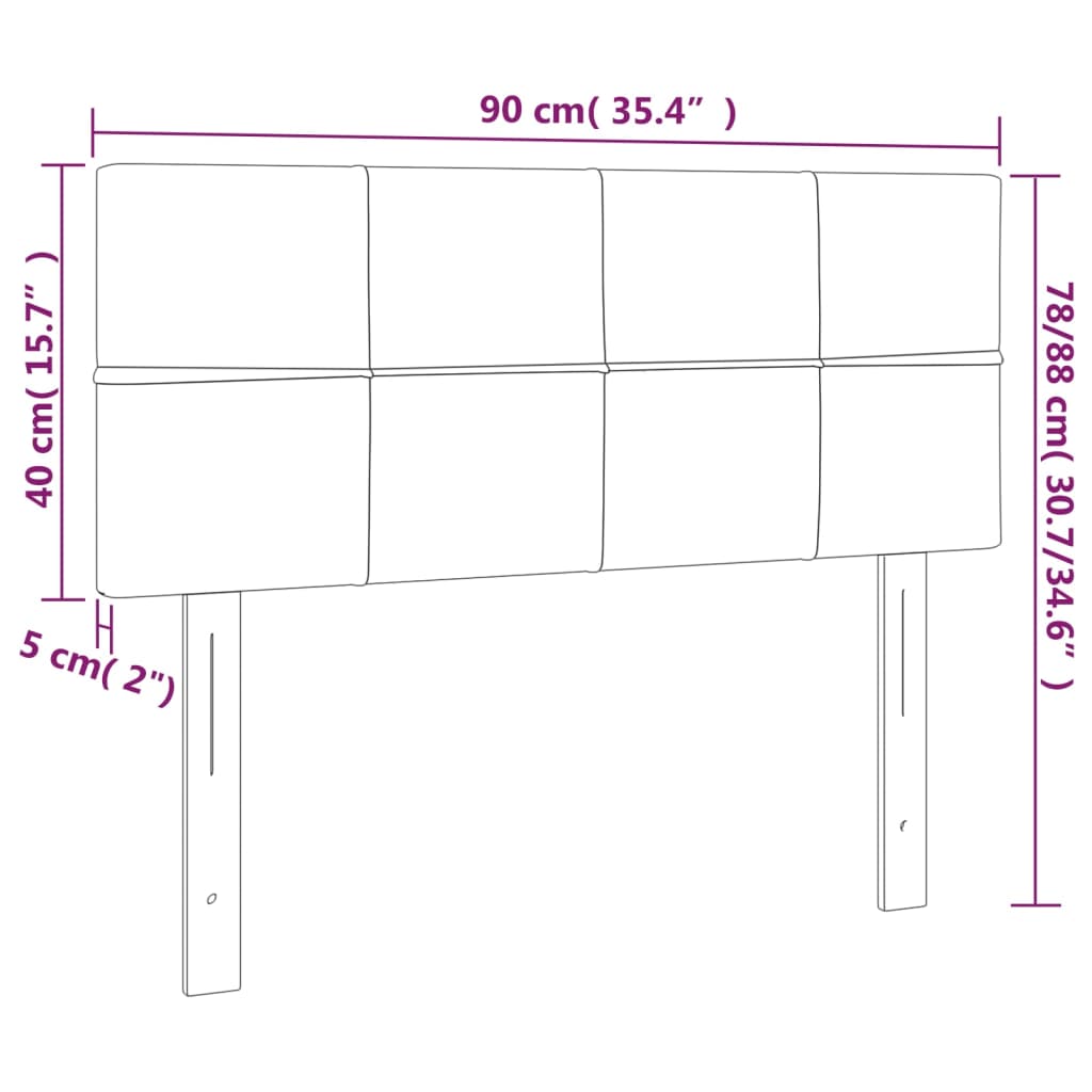 vidaXL Čelo postele s LED modré 90x5x78/88 cm textil