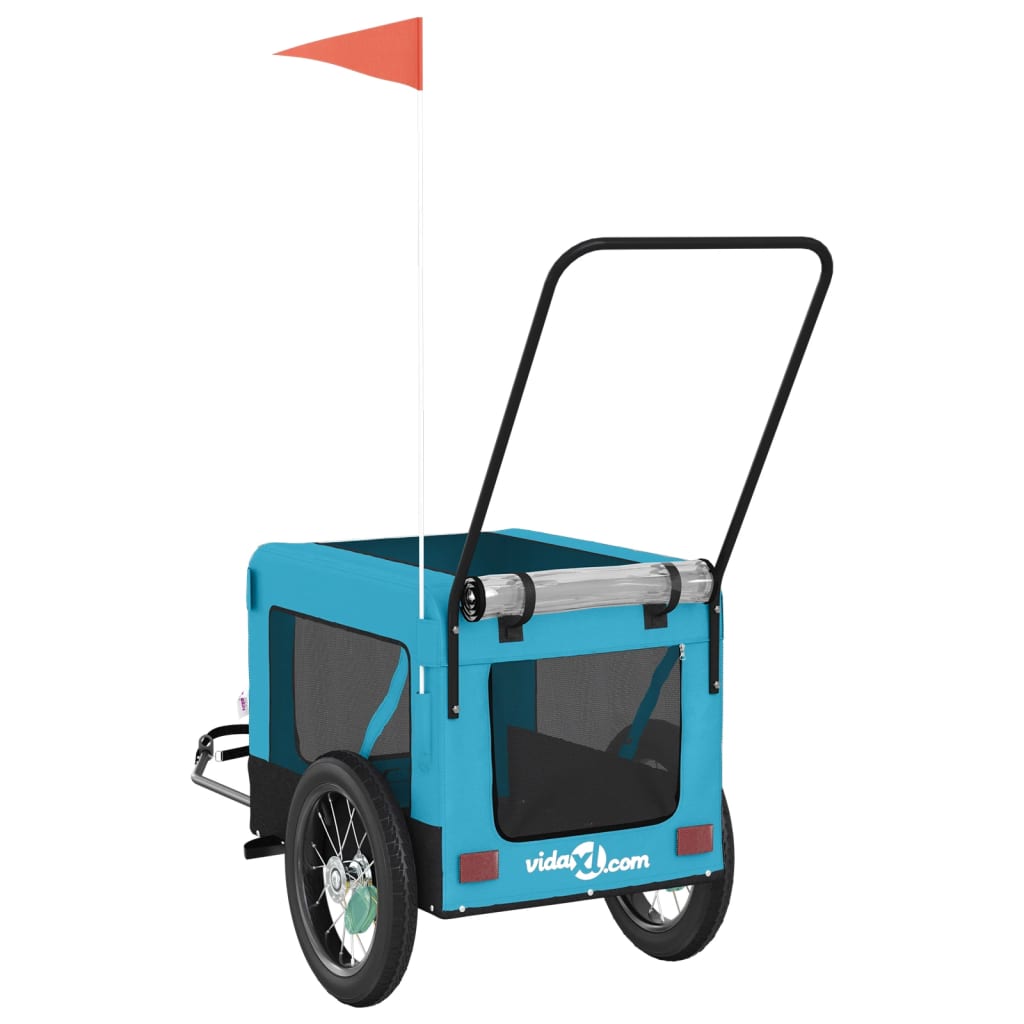 vidaXL Vozík za kolo pro psa modrý a černý oxfordská tkanina a železo