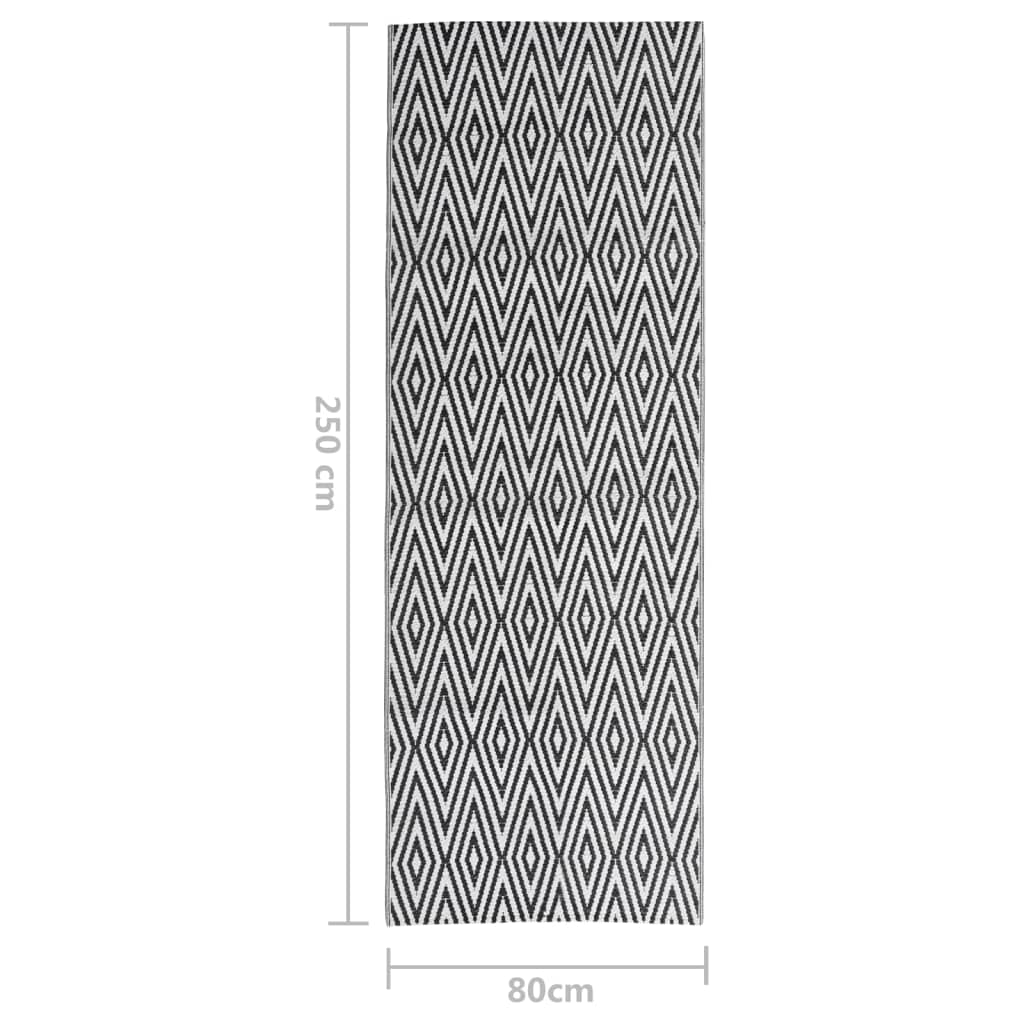 vidaXL Venkovní koberec černý 80 x 250 cm PP