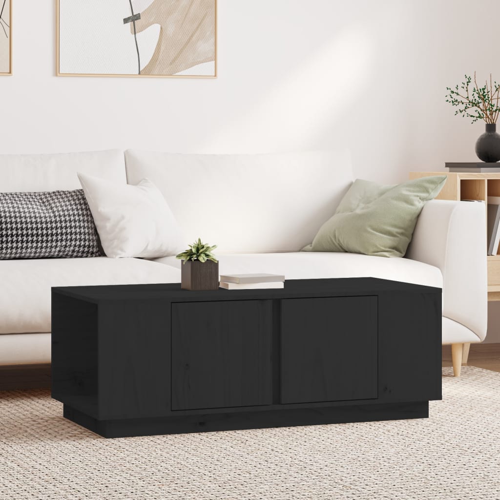 vidaXL Konferenční stolek černý 110x50x40 cm masivní borové dřevo