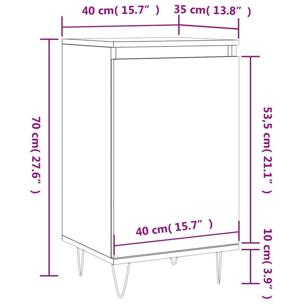 vidaXL Příborníky 2 ks betonově šedé 40 x 35 x 70 cm kompozitní dřevo