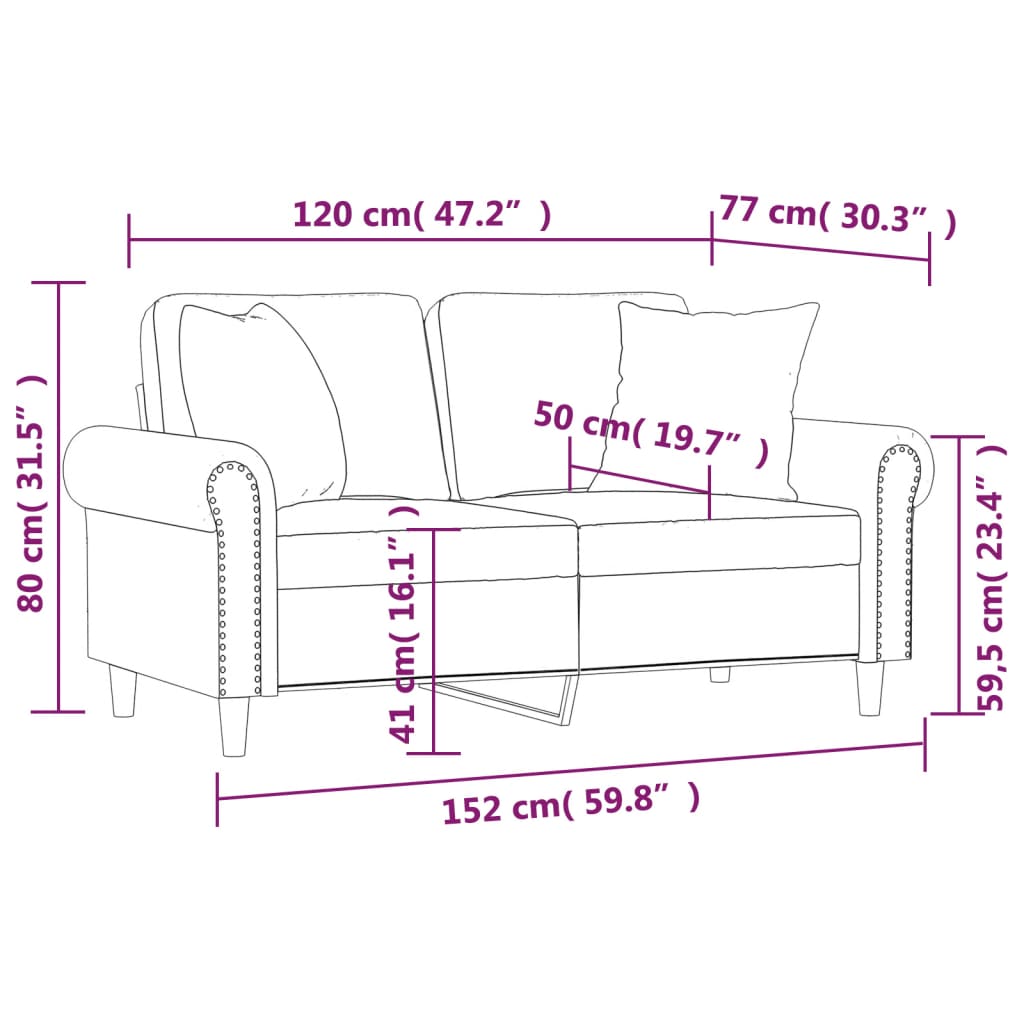 vidaXL 2místná pohovka s polštáři cappuccino 120 cm umělá kůže