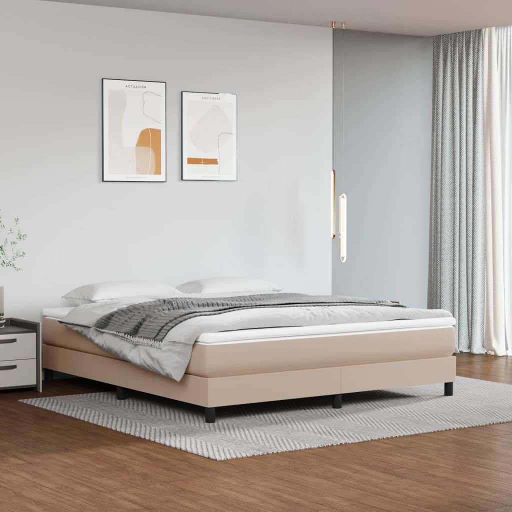 vidaXL Box spring postel s matrací cappuccino 180 x 200 cm umělá kůže