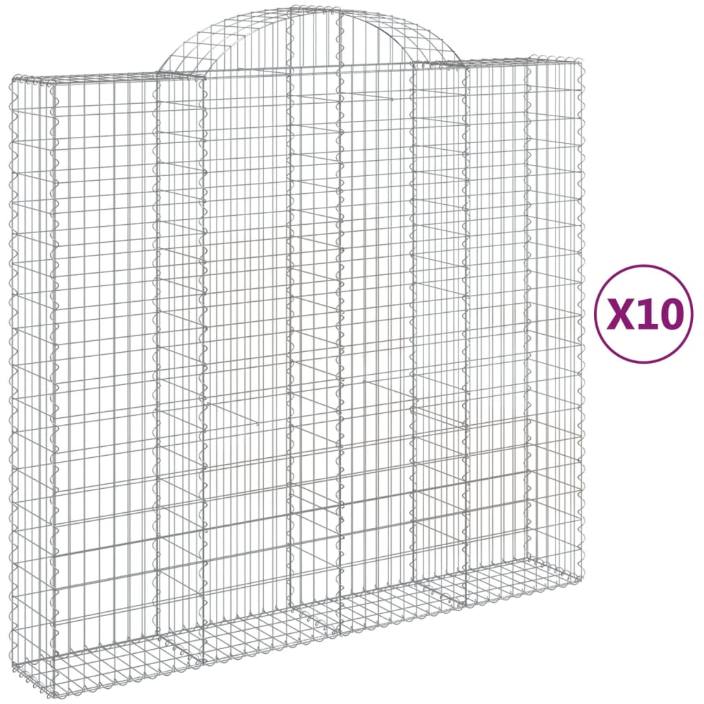 vidaXL Klenuté gabionové koše 10ks 200x50x180/200cm pozinkované železo