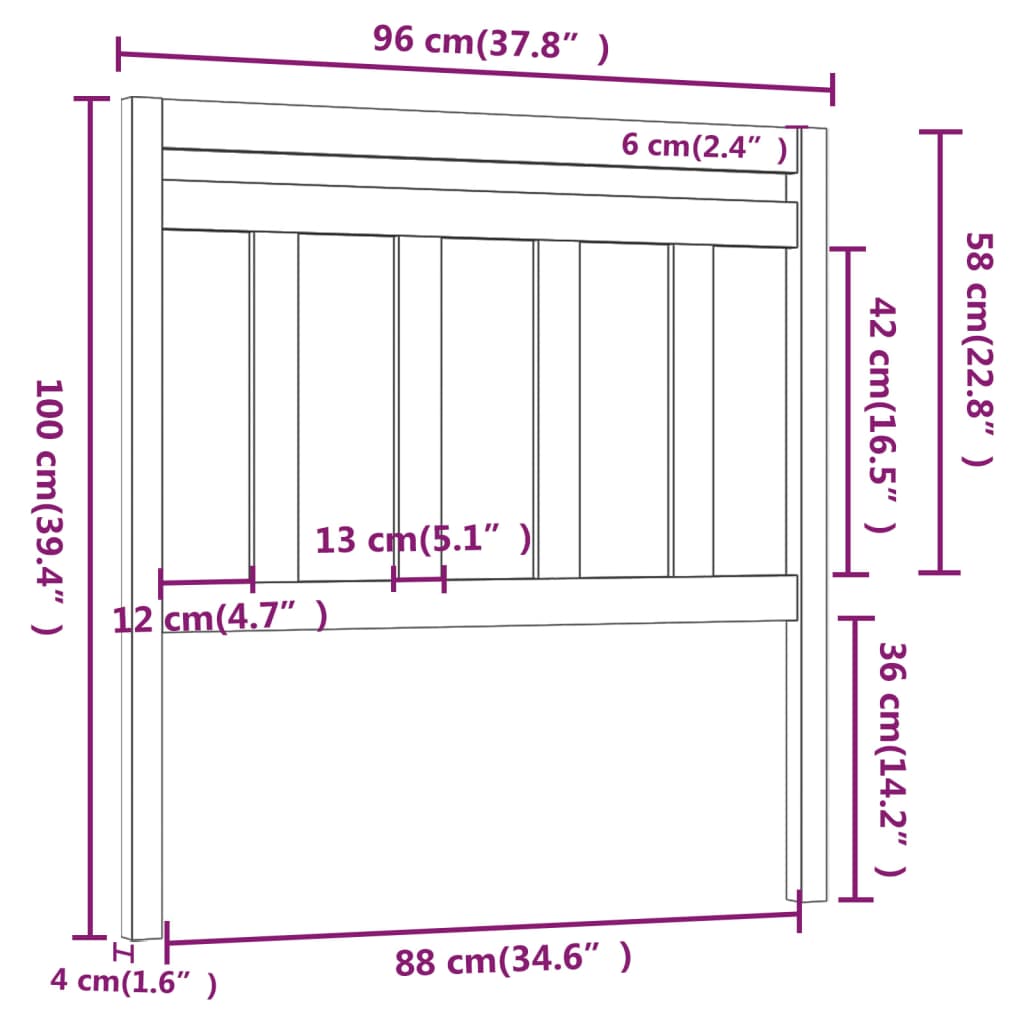 vidaXL Čelo postele 96 x 4 x 100 cm masivní borovice