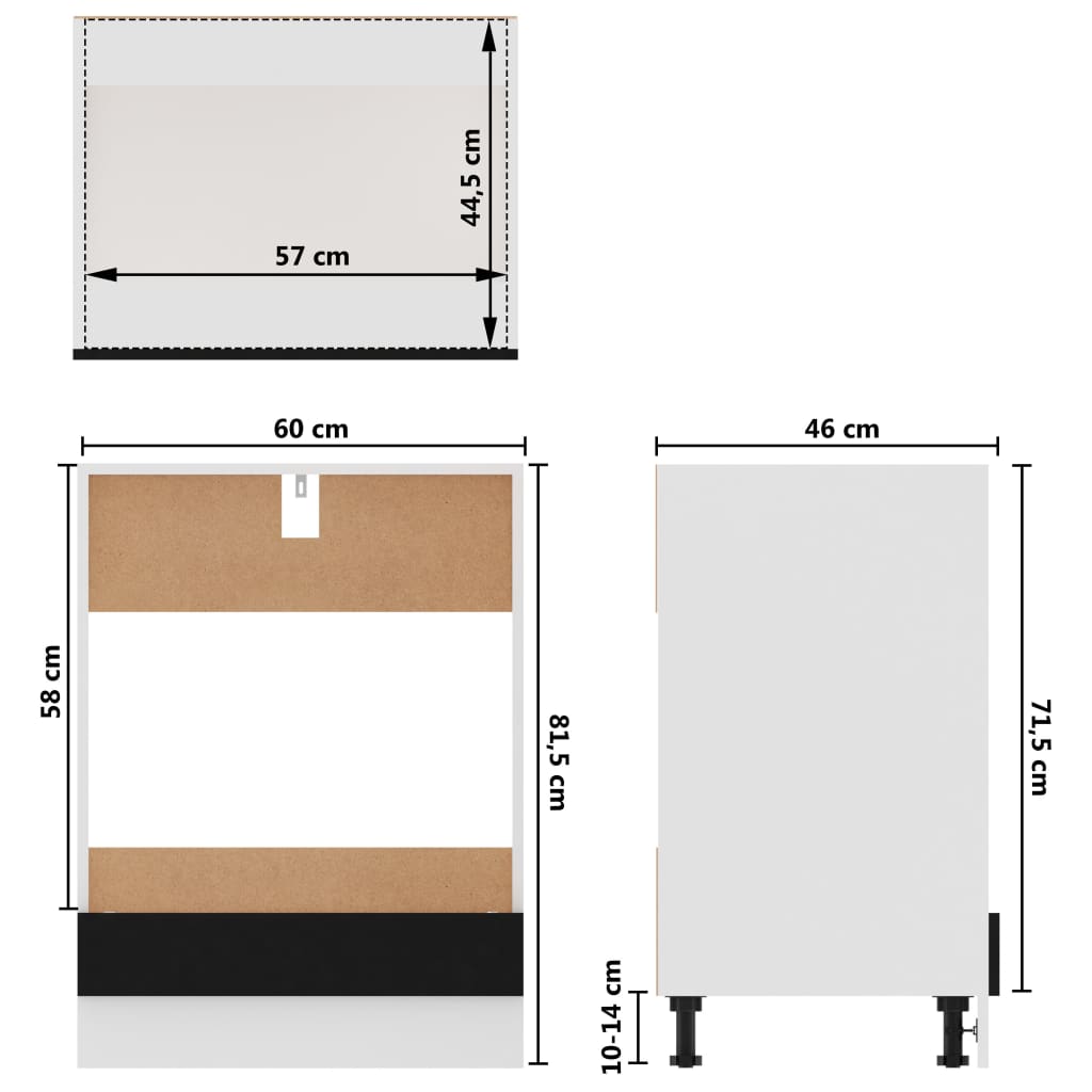 vidaXL Skříňka na troubu černá 60 x 46 x 81,5 cm kompozitní dřevo