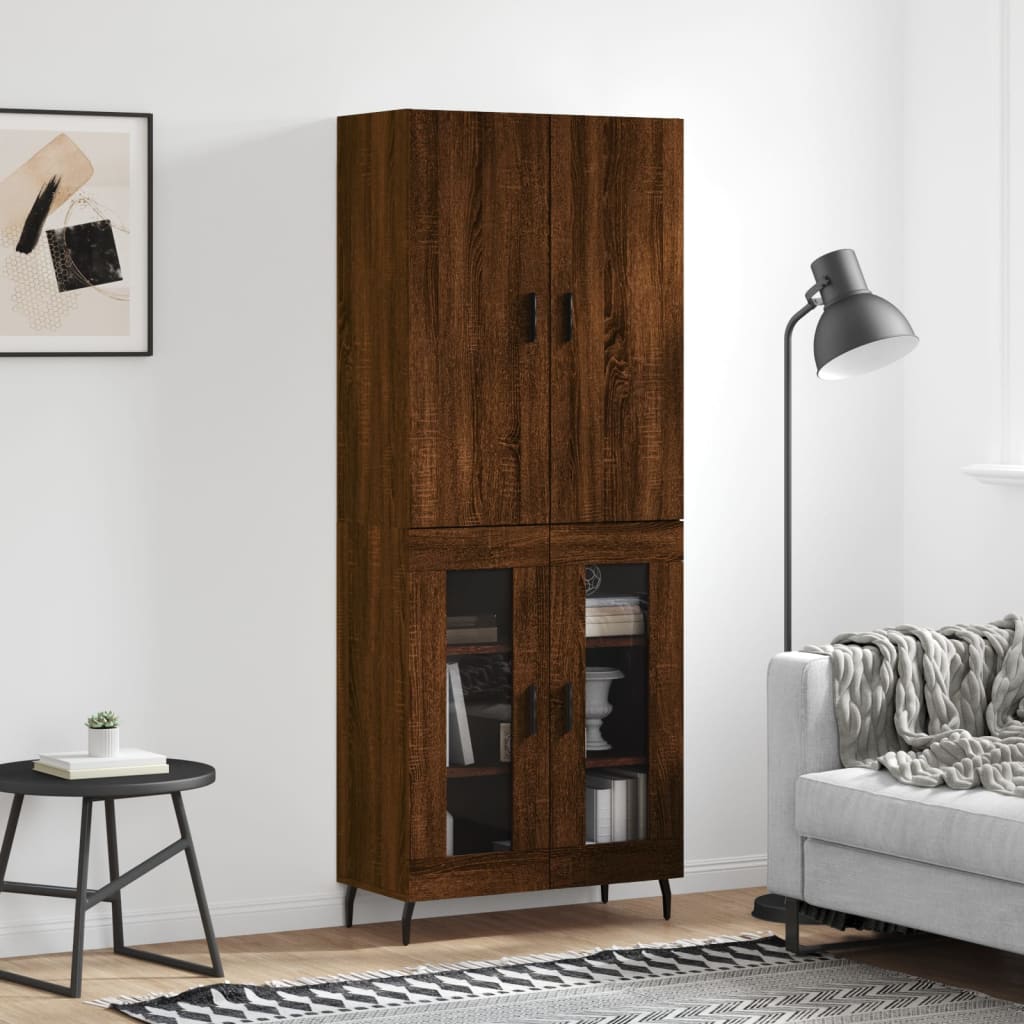 vidaXL Skříň highboard hnědý dub 69,5 x 34 x 180 cm kompozitní dřevo