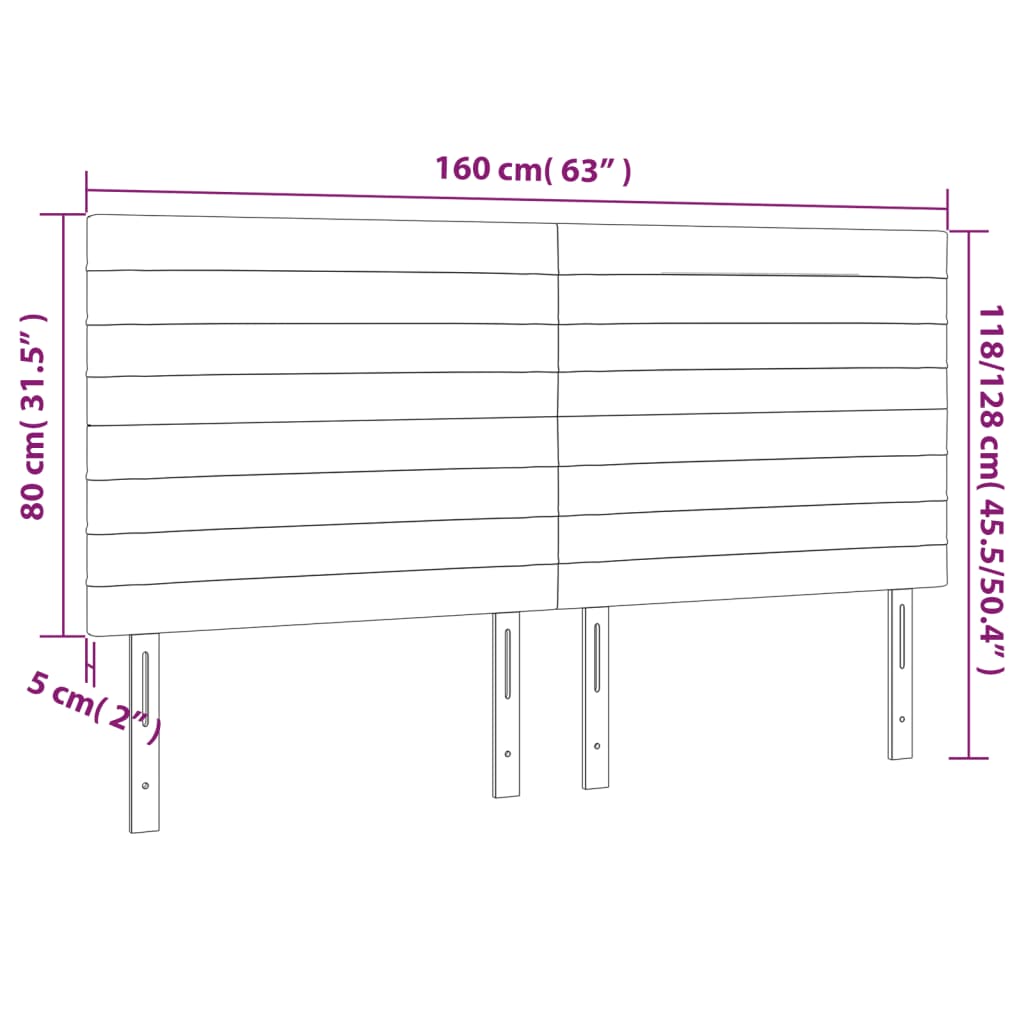 vidaXL Čelo postele s LED světle šedé 160x5x118/128 cm samet