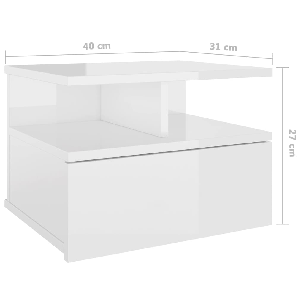 vidaXL Plovoucí noční stolky 2 ks lesklé bílé 40x31x27 cm kompozit