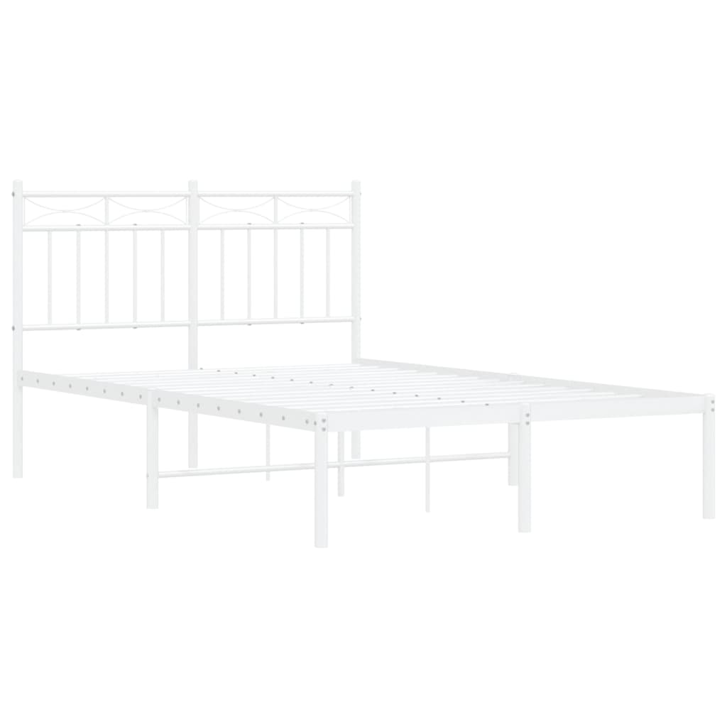 vidaXL Kovový rám postele s čelem bílý 120 x 200 cm