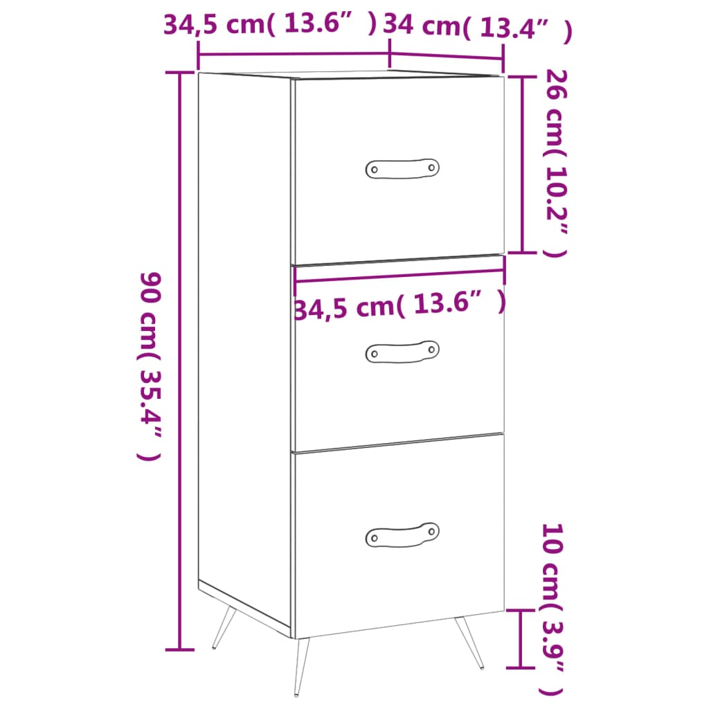 vidaXL Příborník kouřový dub 34,5 x 34 x 90 cm kompozitní dřevo