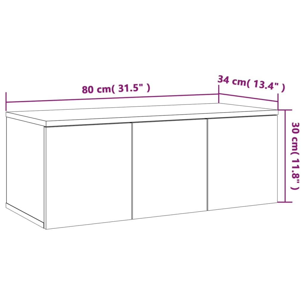 vidaXL TV skříňka šedá sonoma 80x34x30 cm kompozitní dřevo