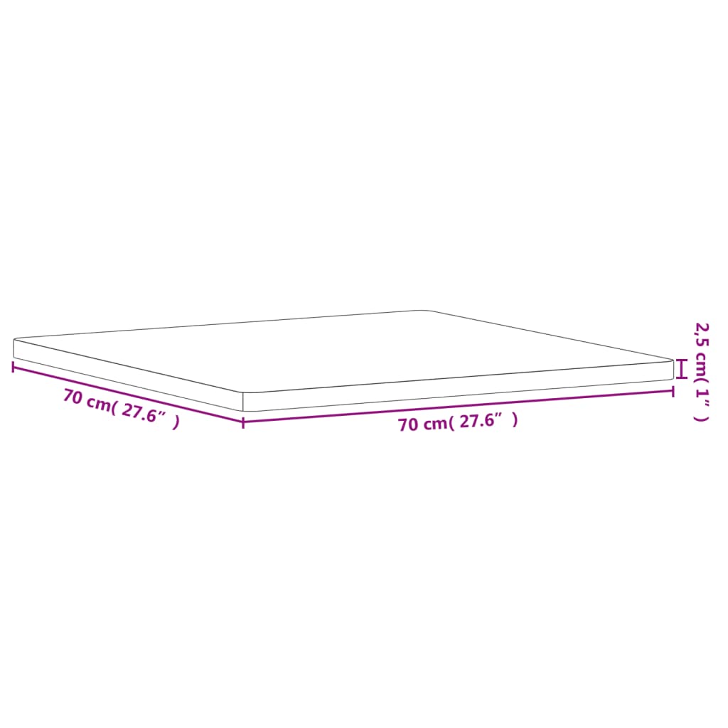 vidaXL Stolní deska 70 x 70 x 2,5 cm čtvercová masivní bukové dřevo